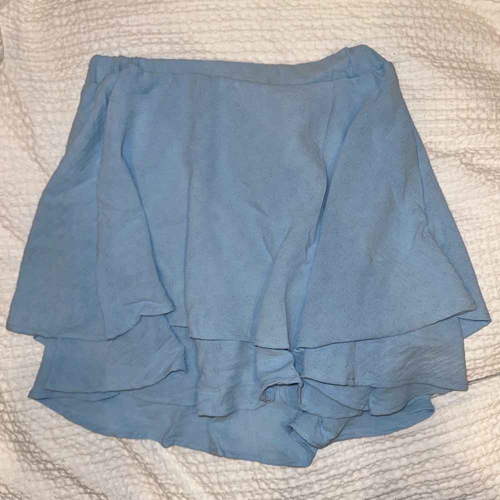 Francesca’s Blue Ruffle Mini Skirt
